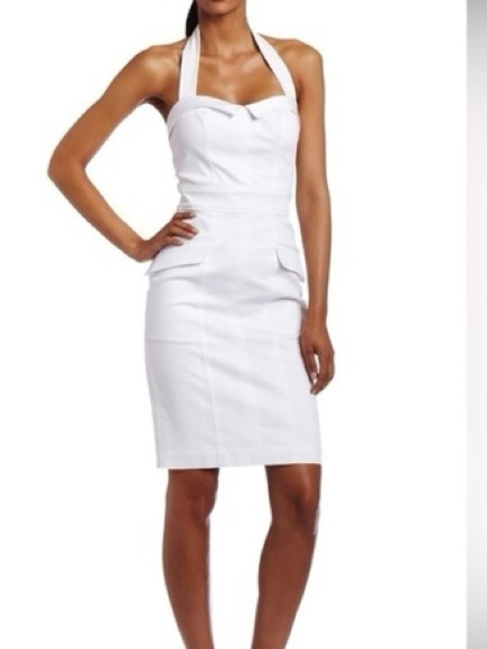 White Denim Halter Dress